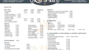 La Pia Centenaria menu