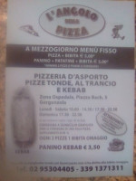 L'angolo Della Pizza menu