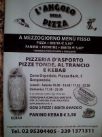 L'angolo Della Pizza menu