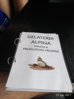 Gelateria Alpina menu