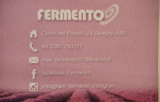 Fermento Seregno menu