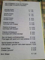 Baita Fraines menu