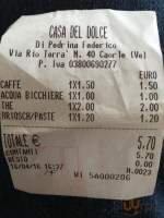 Casa Del Dolce menu