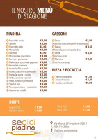 Sedicipiadina menu