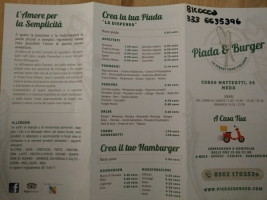 Piada E Burger menu