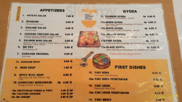 Miya Noodle Sushi menu