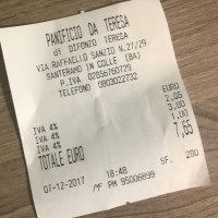 Panificio Da Teresa menu