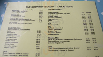 The Country Bakery menu