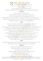 Cross Keys Pub Kitchen menu