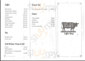 The Old Dairy Coffee Shop menu