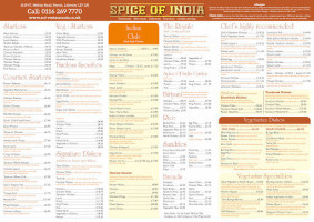 Spice Of India menu