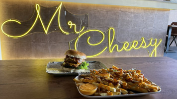 Mr. Cheesy Loaded Fries Burgers Mac Cheese Milkshake Hotdogs Snacks food