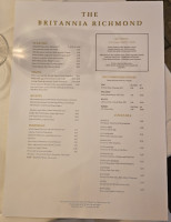 The Britannia Richmond menu