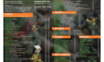 Turtles Pizza menu