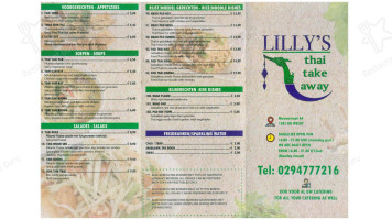 Lilly's Thai Take Away menu