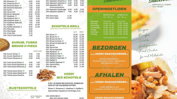 'verdi ' Snackcorner menu