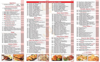 Paradise Takeaway menu