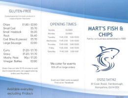 Marts Fish And Chips menu