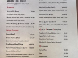 Quilty Tavern menu