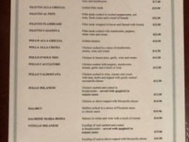 Valentino's menu