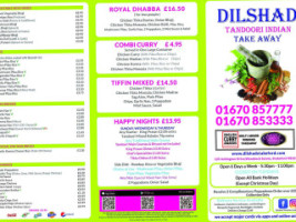 Dilshad Tandoori Indian Takeaway menu