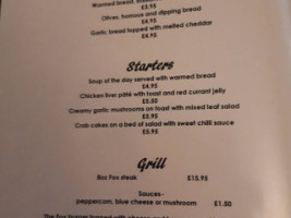 Fox And Hounds menu