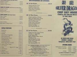 Silver Dragon menu