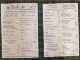 Bobbin Cafe menu