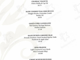 Coombe Abbey Garden Room menu