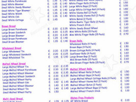 Bessys Bakery menu