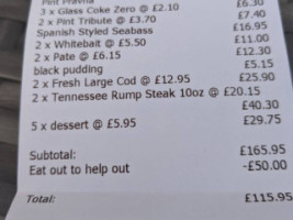 The Warwickshire Lad menu