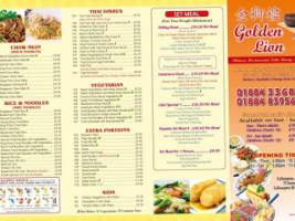 The Golden Lion menu