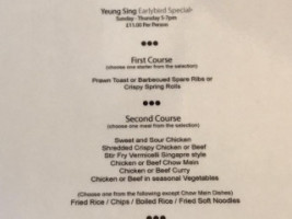 Yeung Sing Chinese menu