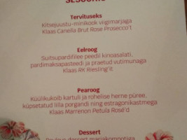 Kohvik Sesoon menu