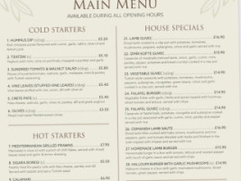 The Olive House Basingstoke menu