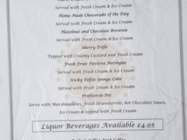 The Downshire Arms menu