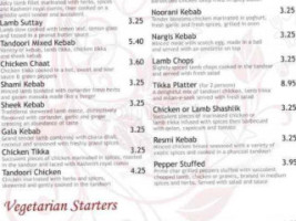 Rasa Indian Cuisine menu