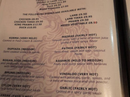 Rokali's Indian menu