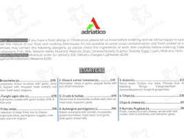 Adriatico Authentic Italian Food menu