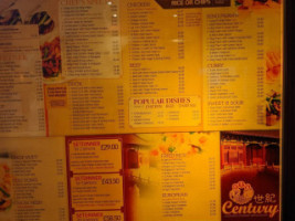 Century Chinese menu