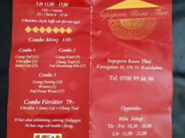 Supaporn Ruan Thai menu