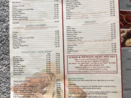 Standard Tandoori menu