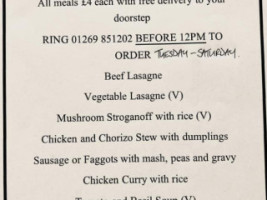 The Red Lion Inn menu