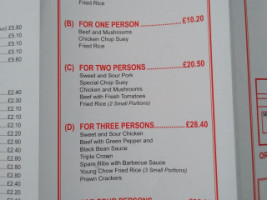 The Alrewas Fryer menu