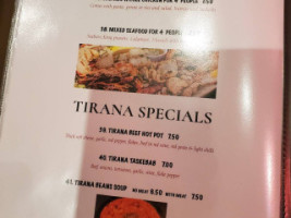 Tirana menu