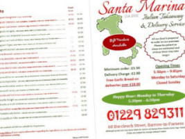 Santa Marina menu