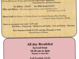 The Five Bells menu