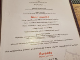 The New Inn menu