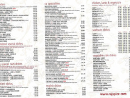 Raj Pavillion menu