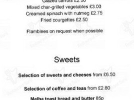 Toby Cottage menu